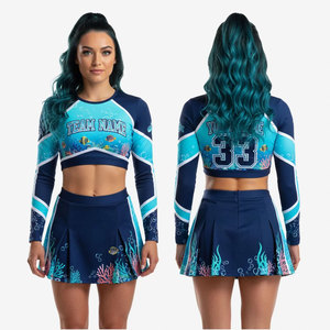 Robe de pom-pom girl à manches longues très populaire, personnalisable avec logo en strass, sublimation pour uniforme de cheerleading pour filles 2026 - Product Image 1