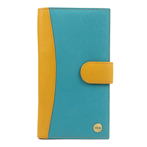 WRIZA Genuine Leather Fashion Women's <b>RFID</b> <b>Blocking</b> <b>Wallet</b> Logo 16 Card Slots Secure Button Closure Two-Tone Button Large - Product Image 1