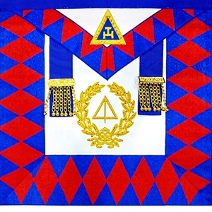 Delantal Masónico Bordado Personalizado, Cuadros Rojos y Azules, Insignia Cuadrada Cosida, Prenda de Regalia, Tela de Estilo Clásico - Product Image 6