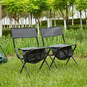 Sedia pieghevole portatile in 2 pezzi con borsa portaoggetti per campeggio, picnic e pesca, per interni ed esterni, colore grigio - Product Image 2