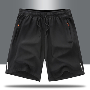 Shorts de sport pour homme, couleur unie, séchage rapide, avec cordon de serrage, taille mi-haute, poches, en polyester tissé, longueur courte - Product Image 1