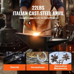 Incudine a corno singolo in acciaio fuso ad alta durezza da 22 libbre, robusta, grande, da banco, con base stabile per fabbri - Product Image 6