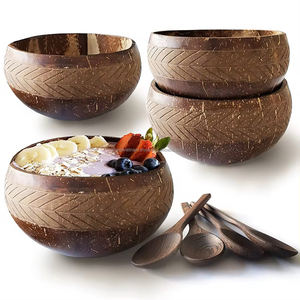 Juego de cuencos para servir de coco desechables orgánicos básicos de Vietnam, cuencos de coco crudo, cucharas de 13-16cm, para el hogar Decoración rústica, hoteles y negocios - Product Image 4
