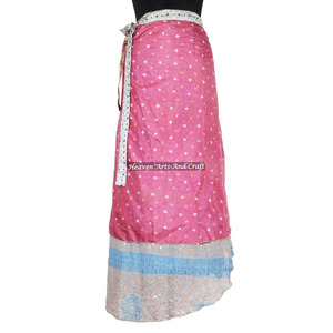 Compre en Línea Faldas Cruzadas de 2 Capas Reversibles, Sari de Seda Mágica, Falda Larga Cruzada, Pareo de Seda, Sarong de Playa, Falda Larga Cruzada Elegante - Product Image 1