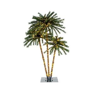 Set di 3 Palme Pre-Illuminate Alte 4/5/6 Piedi con 930 LED Bianco Caldo, Alberi Artificiali in PVC Verde e Metallo - Product Image 4
