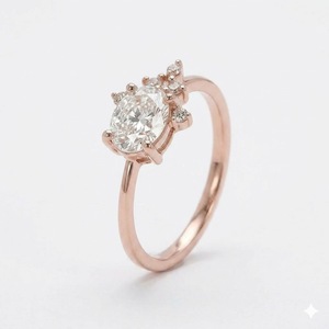 Bague de fiançailles à taille ovale, couleur E, clarté VVS2, 3,06 carats, or blanc 18 carats, diamant de laboratoire, bague solitaire, bijoux fins - Product Image 1