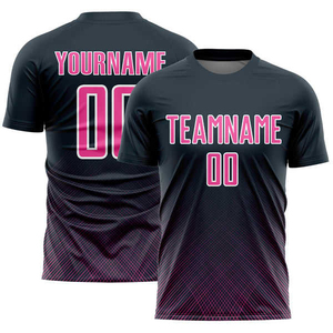 เสื้อฟุตบอลผู้ชายสั่งทำพิเศษ สีดำชมพูลายทาง พิมพ์ลายแบบ Sublimation แขนสั้น คอกลม ระบายเหงื่อได้ดี ทรงแอธเลติก เหมาะกับทุกฤดูกาล - Product Image 6