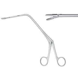 Pinzas manuales de polipos laríngeos Jurasz Premium de 19 cm y 22 cm, de acero inoxidable, certificadas CE Clase II, para biopsia de cordón vocal y faringe en ORL. - Product Image 4