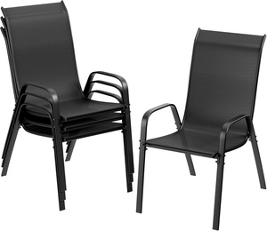 Modern Comfortable Lightweight <b>Stackable</b> Outdoor Dining <b>Chair</b> Steel Frame Breathable Mesh Eco-Friendly Apartment Patio <b>Garden</b> - Product Image 4