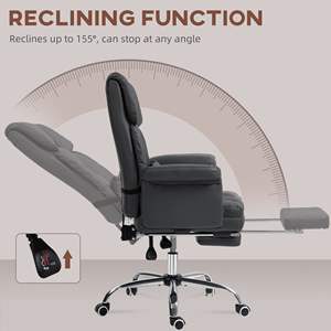 Silla de Oficina Ejecutiva HOMCOM, Silla de Escritorio Ergonómica de Cuero PU con Reposapiés, Soporte Lumbar, Diseño Giratorio Reclinable - Product Image 3