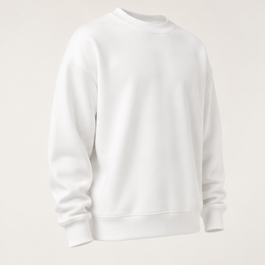 Sudadera Personalizada Optic White para Hombre, Corte Holgado, Cuello Redondo, Tejido de Algodón Grueso, Modelo MCRW-0002 - Product Image 5