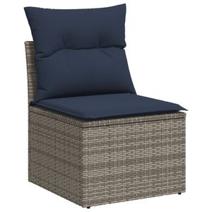 Ensemble de canapés de jardin en polyrotin gris, 8 pièces, avec coussins - Product Image 5