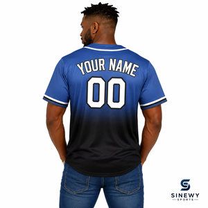 Camiseta de Béisbol para Hombre SINEWY SPORTS, Personalizable con Nombre y Número, Degradado Azul y Negro, Manga Corta, Transpirable y que Absorbe la Humedad - Product Image 2