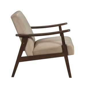 Fauteuil d'appoint Mid-Century Modern 1 pièce, revêtement en velours marron clair, finition bois noyer foncé, mousse haute résilience, pour salon - Product Image 4