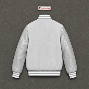 Chaqueta Varsity Gris Claro Premium para Hombre, Cómoda, Ligera, de Algodón, Casual, para Otoño, con Cuello Camisero, Manga Regular, Color Sólido - Product Image 6