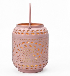 Lanterne suspendue en métal gravée, cadeau tendance, découpée, rose, lanterne suspendue, bougeoir votif marocain, terrarium, bougeoir votif pour la décoration - Product Image 4