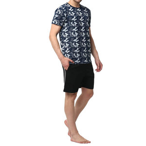 เสื้อยืดคอกลมพร้อมกางเกงขาสั้นเอวยางยืด ชุดลำลองสำหรับผู้ชาย บริการ OEM ดีไซน์สีตัดต่อ ชุดเซ็ตฤดูร้อนเท่ๆ สำหรับผู้ชาย - Product Image 6