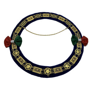Collar de Emulación Rito Anatólico Inglés con Turquesa Moiré y Bordado Artesanal, Regalia Masónica, Collar de Oficial del Arco Real - Product Image 1