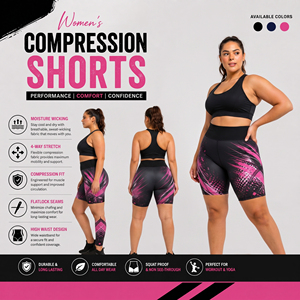 Shorts de Compresión de Cintura Alta Elástica para Mujer, Tallas Grandes, Estampados, Transpirables, Ecológicos, para Yoga - Product Image 4