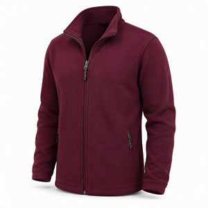 Embroidered Men Polar <b>Fleece</b> Jacket Polyester Cotton Canvas 240 Grams Stand Collar <b>Zipper</b> Knitted Breathable Custom Logo - Product Image 1