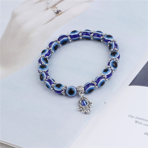 Evil Eye Hamsa Blue Beaded Charm <b>Stretch</b> <b>Bracelet</b> Hand Of Fatima Turkish Lucky Protection <b>Bracelet</b> For Women - Product Image 3