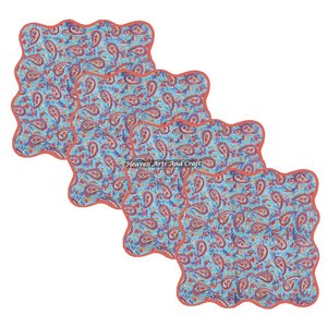 Ensemble de serviettes à bords festonnés imprimées à la main, pour hôtels et restaurants, vente en gros, serviettes à bords festonnés colorées de haute qualité imprimées au bloc de bois - Product Image 1