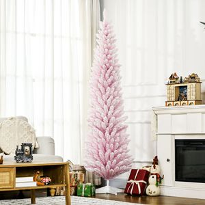 Albero di Natale Artificiale Decorato da 210 cm con Rami Rosa Realistici Effetto Neve, Materiale PET, Varie Misure 180cm 210cm - Product Image 2