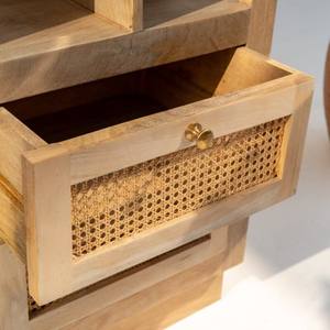 Librería de Madera y Ratán Vandana Merino Aston, Mueble de Almacenamiento Moderno con Diseño Tejido Natural - Product Image 3