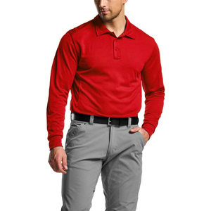 Camiseta Polo de Manga Larga para Hombre, Color Sólido, Transpirable, de Algodón Tejido, Corte Regular, Color Azul Marino - Product Image 4