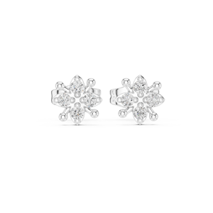 Luxury <b>Silver</b> Floral Diamond <b>Stud</b> Earrings Womens Trendy IGI Certified Wedding & Engagement Gift Fine Jewelry - Product Image 1