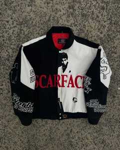 Veste personnalisée Scarface Design « THE WORLD IS YOURS » en toile rigide, style racing - Product Image 1