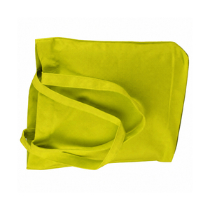 Sac en coton respirant de style simple avec longues poignées en corde, couleur jaune unie, rayé, sac à main réutilisable - Product Image 4