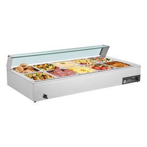 Scaldavivande Elettrico Commerciale 1700W in Acciaio Inox con 10 Vasche, Buffet da Banco con Coperchio in Vetro, Attrezzatura per Mantenere il Cibo Caldo - Product Image 5