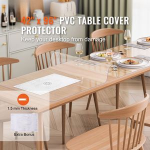 Tovaglia in Plastica Trasparente Impermeabile 42 X 96 Pollici, Spessore 1,5 mm, Tappetino da Tavolo in PVC Facile da Pulire, Rettangolare per Sala da Pranzo - Product Image 2