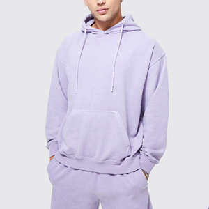 Your Brand Men's Hoodie Sweatshirt <b>Set</b> Purple Cotton French Terry Casual Autumn Wear Printed Letter Logo Front - Product Image 3