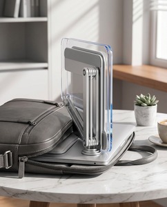Soporte Giratorio para Portátil de Acrílico Transparente Moderno, Estante de Escritorio Transparente Premium, Soporte de Lectura Ergonómico Giratorio 360° - Product Image 6