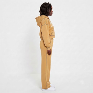 Conjunto de chándal con capucha y bordado para mujer, sudadera con cremallera completa, pantalones de algodón, conjunto informal holgado para invierno, chándal con cremallera. - Product Image 3