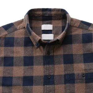 Chemises en flanelle à carreaux pour hommes, manches courtes, printemps, 100% coton, anti-rides, respirantes, design OEM - Product Image 2