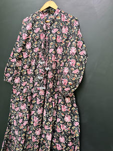 Robe mi-longue en coton imprimé de créateur pour femmes, décontractée, naturelle, écologique, ethnique, tendance, utilisation quotidienne, approvisionnement mondial - Product Image 4