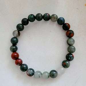 Pulsera de cuentas de piedra de sangre africana natural cristiana Chakralume, verde, curativa, Reiki, energía, joyería, regalo unisex GTC - Product Image 5