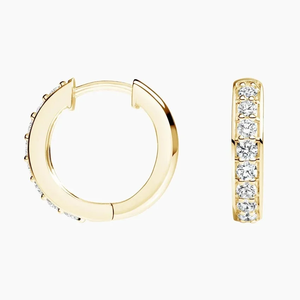 Women's Yellow Gold <b>Hoop</b> <b>Earrings</b> With Round Brilliant Cut lab grown Diamonds Classic Everyday Wear Style - Product Image 6