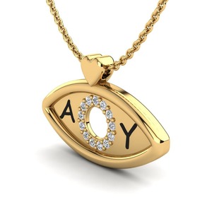 Pendentif Evil en argent 925 avec halo de cristaux et initiales AOY, collier tendance unisexe - Product Image 2