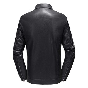 เสื้อแจ็คเก็ตหนัง PU สไตล์นักขี่มอเตอร์ไซค์ทรงเข้ารูปสำหรับผู้ชาย ยี่ห้อ RELEVO INDUSTRY สีพื้น สำหรับฤดูหนาว - Product Image 2