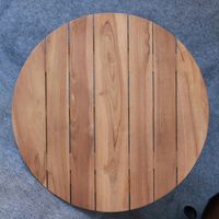 Mesa Redonda de Madera de Teca Sólida y Ligera para Exteriores, 60 cm de Diámetro, Diseño Moderno, Acabado Bien Lijado, No Plegable, para Uso en Hoteles y Villas