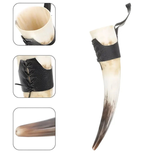 Corne à boire Viking personnalisée polie, avec sangle de transport en cuir véritable, tasse à bière en corne naturelle, accessoire de taverne médiévale pour collectionneur - Product Image 5