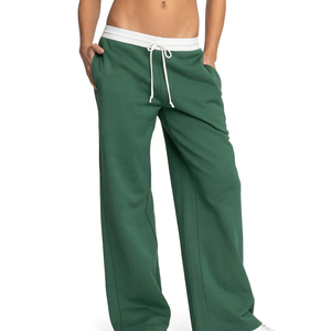 Pantalones de chándal de invierno personalizados al por mayor de fábrica, de alta calidad, de corte regular, con ribete, para mujer, de pierna recta y talla grande - Product Image 1