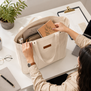 Sac fourre-tout réutilisable en toile de coton pour femme, grand sac de shopping écologique à bandoulière, sac à main multi-poches pour le quotidien, organisateur - Product Image 3