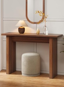 Mesa Consola Moderna de Madera Maciza con Patas Acanaladas, Mueble Decorativo para Entrada o Pasillo, Diseño de Mediados de Siglo, Decoración para Sala de Estar - Product Image 2