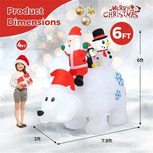 Testa di Orso Polare Gonfiabile Animata in PVC da 1,8 m con Design a Testa Oscillante e 5 Luci LED Multicolore, Personaggio Natalizio - Product Image 4
