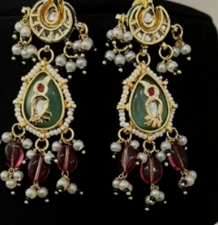 Conjunto de Gargantilla y Aretes de Moissanita Chapados en Oro de Primera Calidad para Mujer, Colección para Bodas - Product Image 2